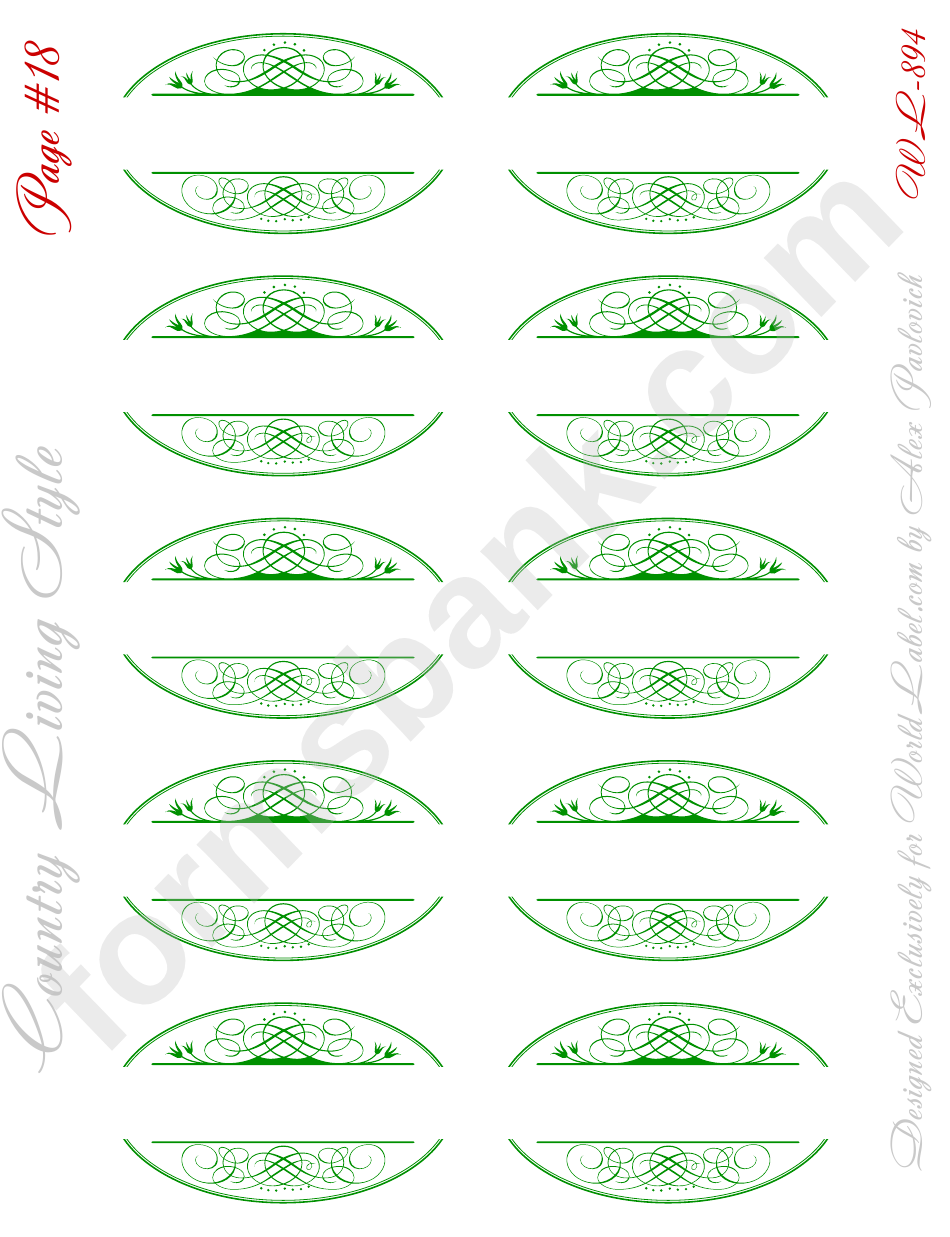 Country Living Style Green Label Template Set