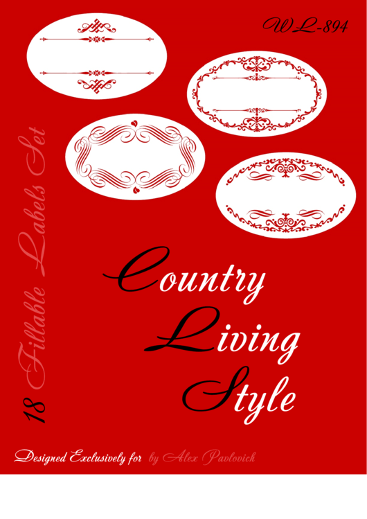 Fillable Country Living Style Red Label Template Set Printable pdf