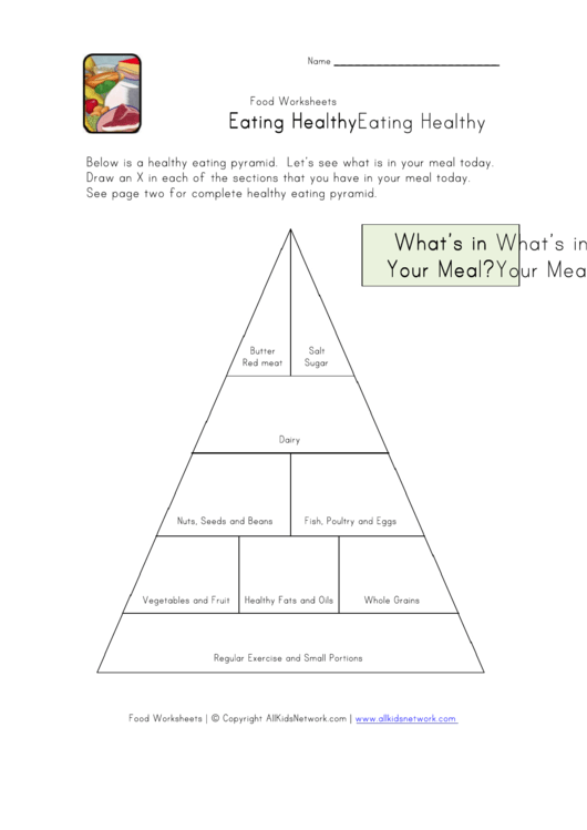 Eating Healthy Worksheet Template With Answers Printable pdf