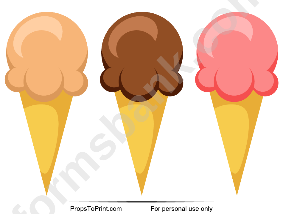 Ice-Cream Cone Photo Booth Props Template