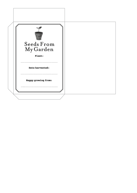 Seeds From My Garden Envelope Template Printable pdf