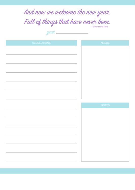 And Now We We Welcome The New Year Resolution Template Printable pdf