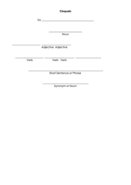 Cinquain Poem Template Printable pdf
