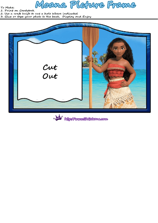 Moana Picture Frame Template Printable pdf