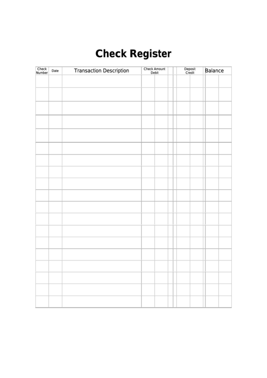Check Register Template Printable pdf