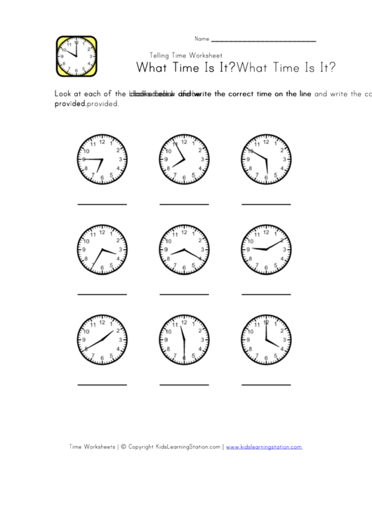 What Time Is It Worksheet Template Printable pdf