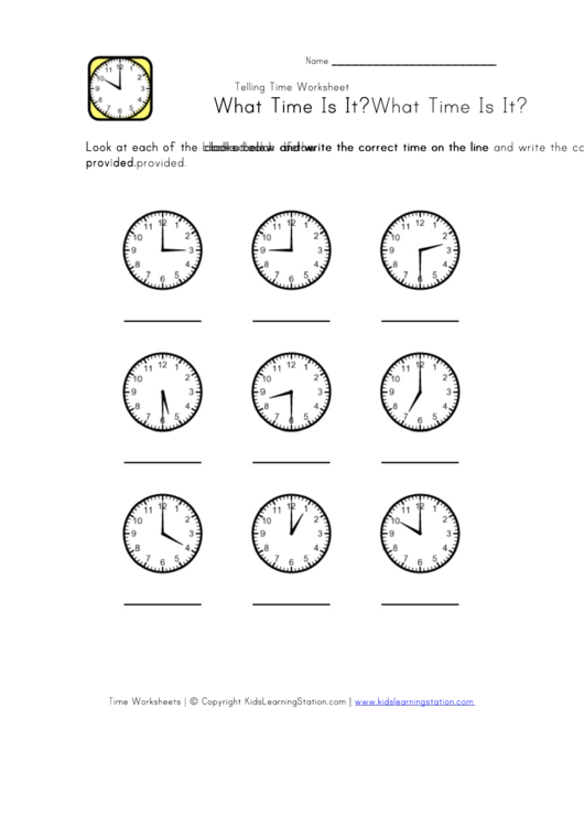 What Time Is It Worksheet Template printable pdf download