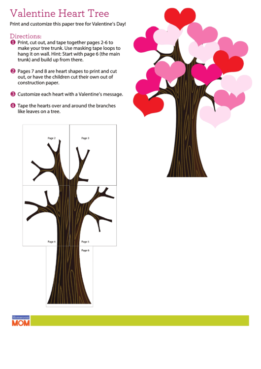 Valentine Heart Tree Template Printable pdf