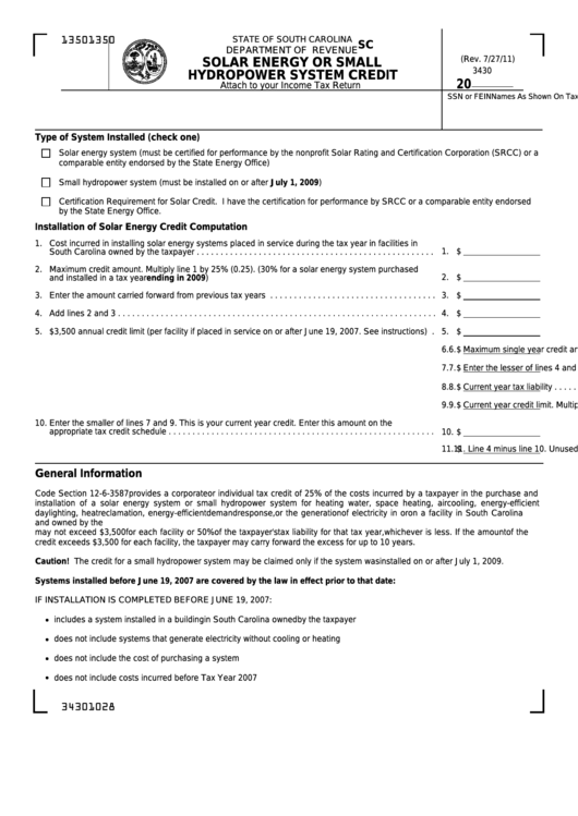 Form Sc Sch.tc-38 - Solar Energy Or Small Return Hydropower System ...