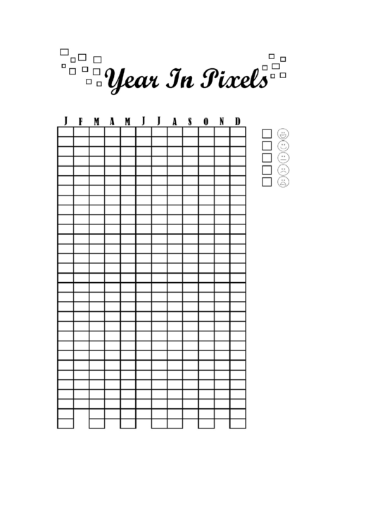 Year In Pixels - Mood Tracker Template printable pdf download