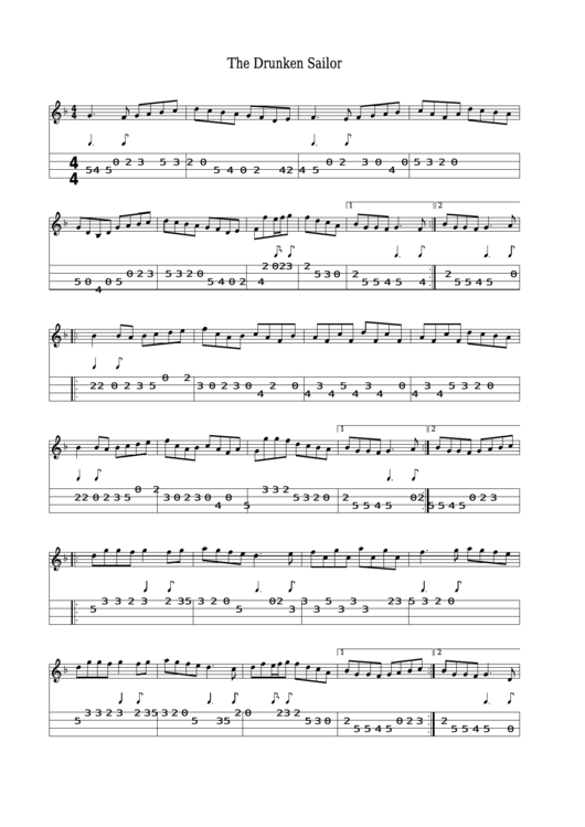 The Drunken Sailor - Sheet Music Printable pdf