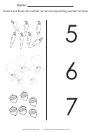 Count And Match 5 To 7 Worksheet Template