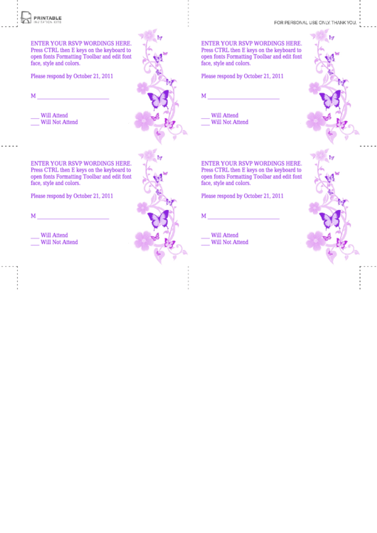 Fillable Rsvp Templates Printable pdf