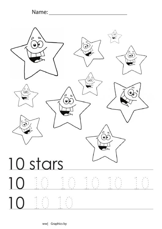 10 Stars Tracing Sheet printable pdf download
