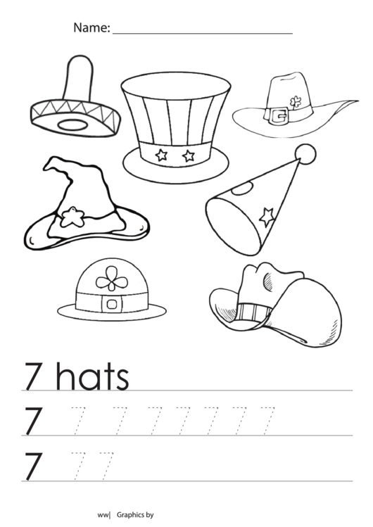 7 Hats Tracing Sheet Printable pdf