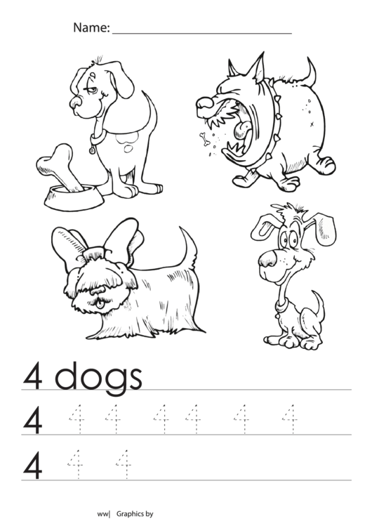 4 Dogs Tracing Sheet Printable pdf