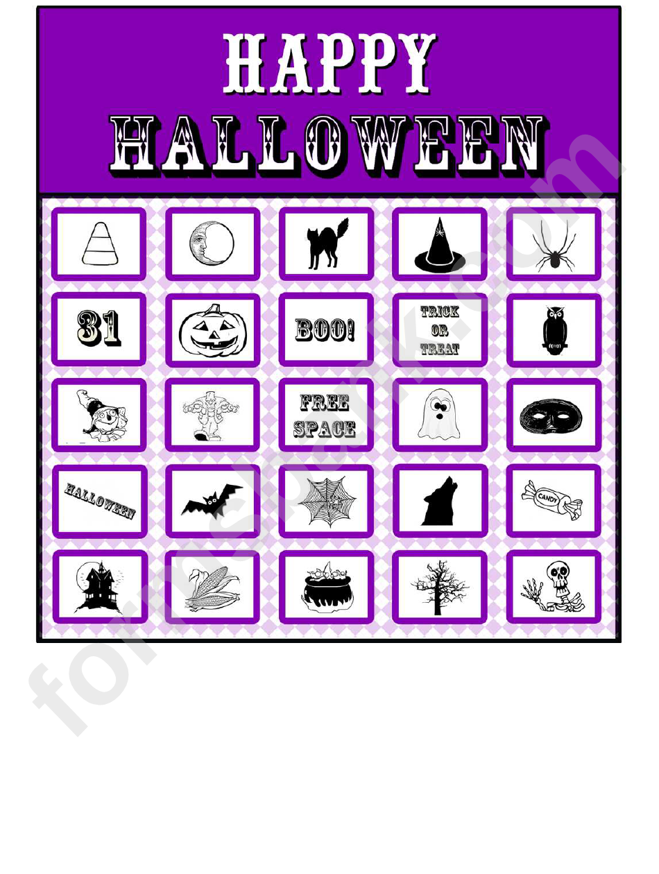 Happy Halloween Bingo Card Template Set