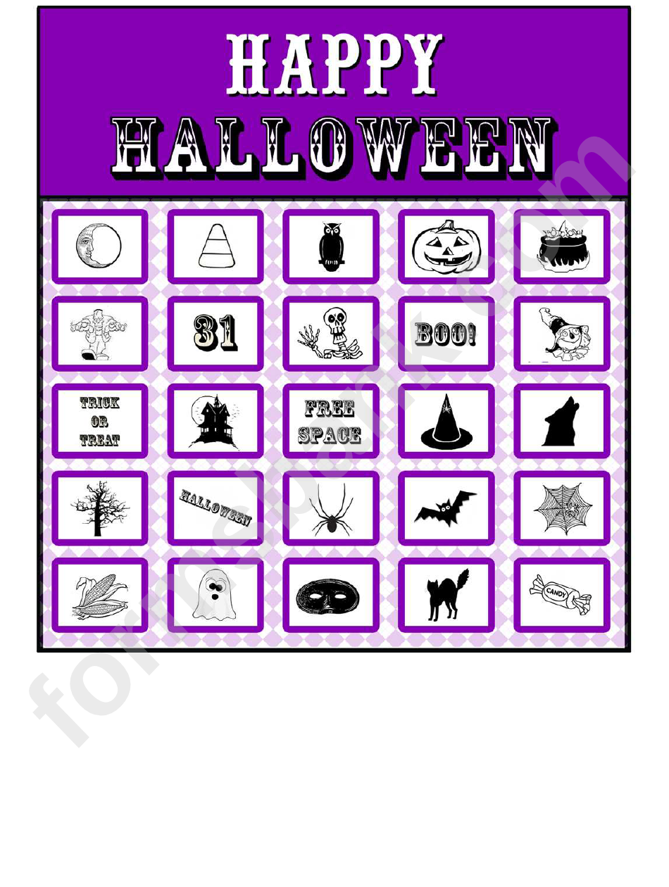 Happy Halloween Bingo Card Template Set