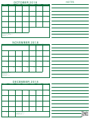 October - December 2018 Calendar Template