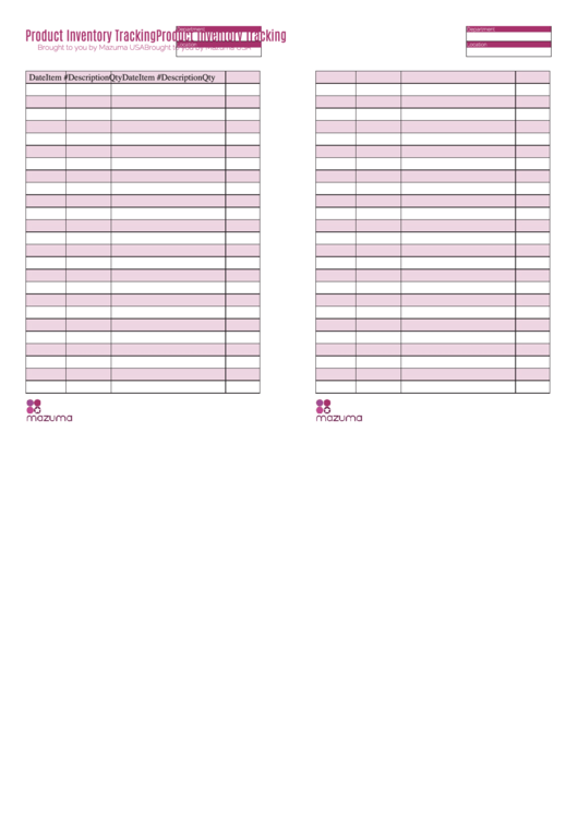 Product Inventory Tracking Template Printable pdf