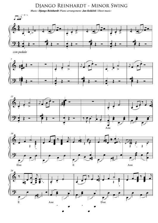 Django Reinhardt - Minor Swing Sheet Music Printable pdf