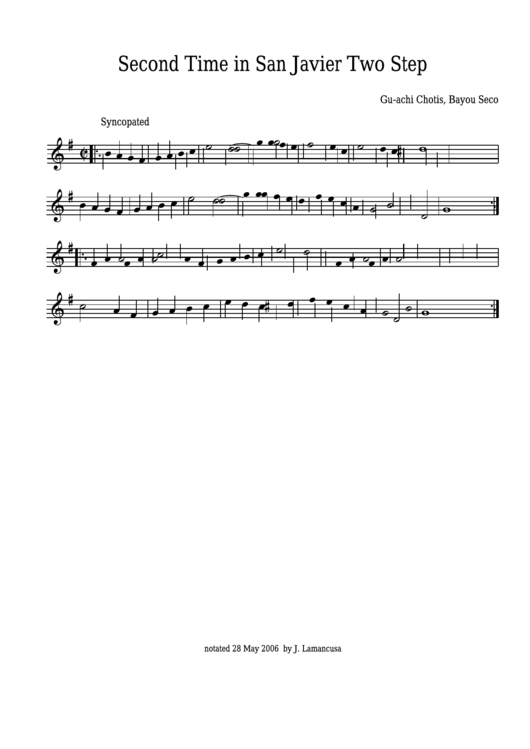 Gu-Achi Chotis - Second Time In San Javier Two Step Sheet Music Printable pdf