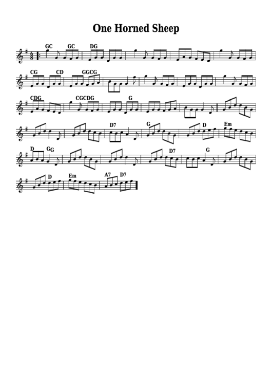 One Horned Sheep Sheet Music Printable pdf
