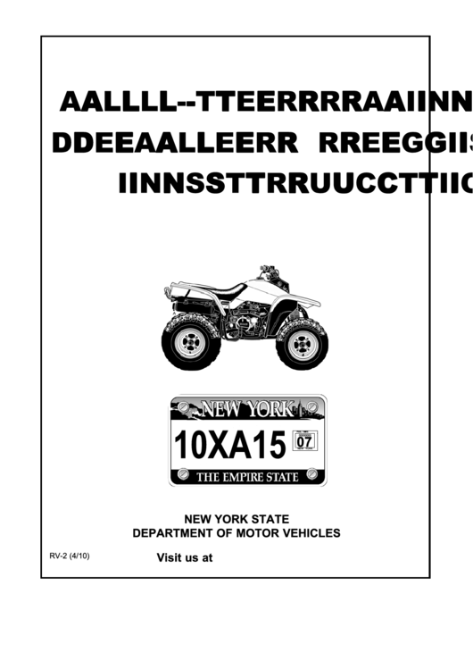 Form Rv-2 - All-Terrain Vehicle Dealer Registration Instructions Printable pdf