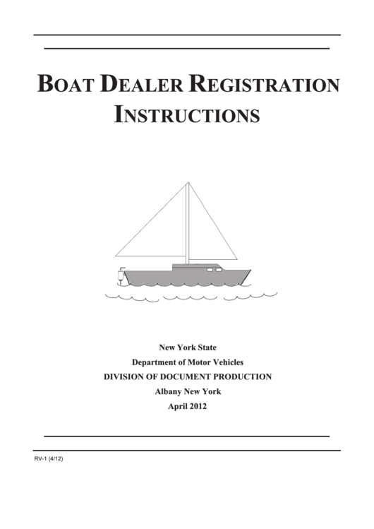 Form Rv-1 - Boat Dealer Registration Instructions Printable pdf