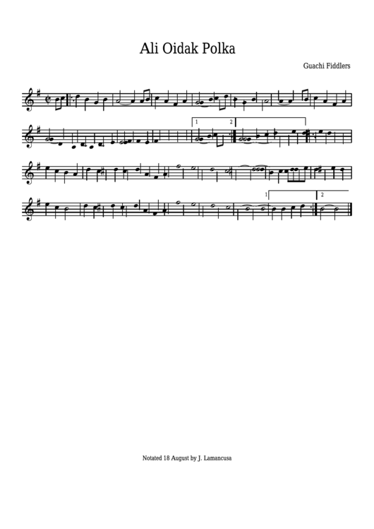 Guachi Fiddlers - Ali Oidak Polka Sheet Music Printable pdf
