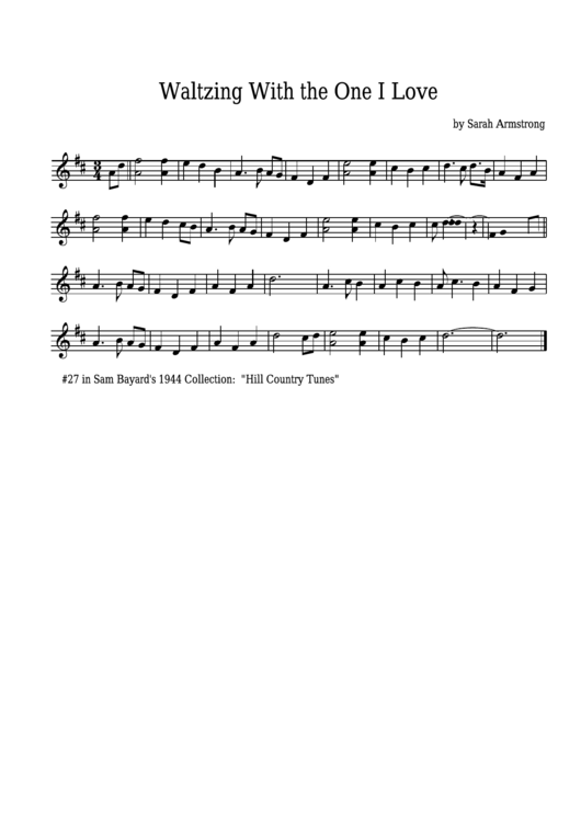Sarah Armstrong - Waltzing With The One I Love Sheet Music Printable pdf