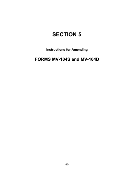 Instructions For Amending Forms Mv-104s And Mv-104d Printable pdf