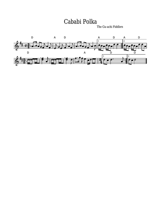 The Gu-Achi Fiddlers - Cababi Polka Sheet Music Printable pdf