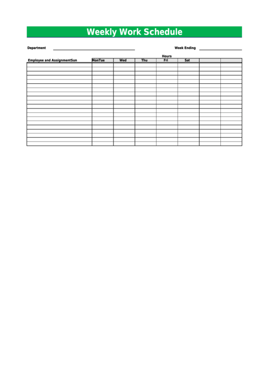 Weekly Work Schedule Template Printable pdf