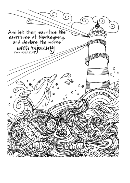 Lighthouse Christian Coloring Sheet Printable pdf