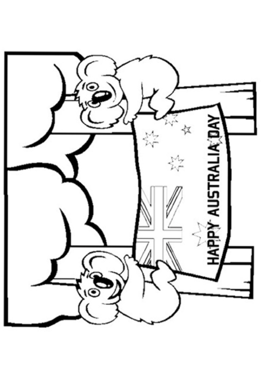 Happy Australia Day Coloring Sheet Printable pdf
