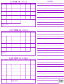 October - December 2018 Calendar Template