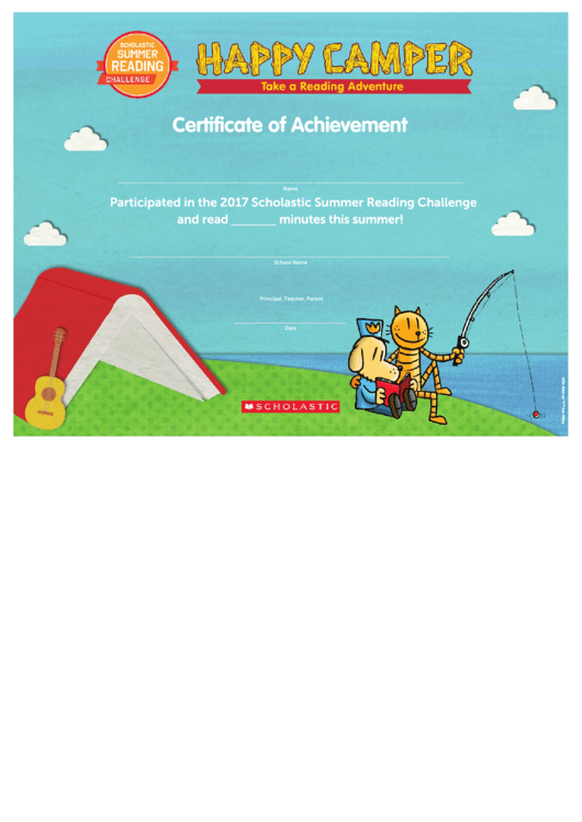 Happy Camper Certificate Of Achievement Template Printable pdf