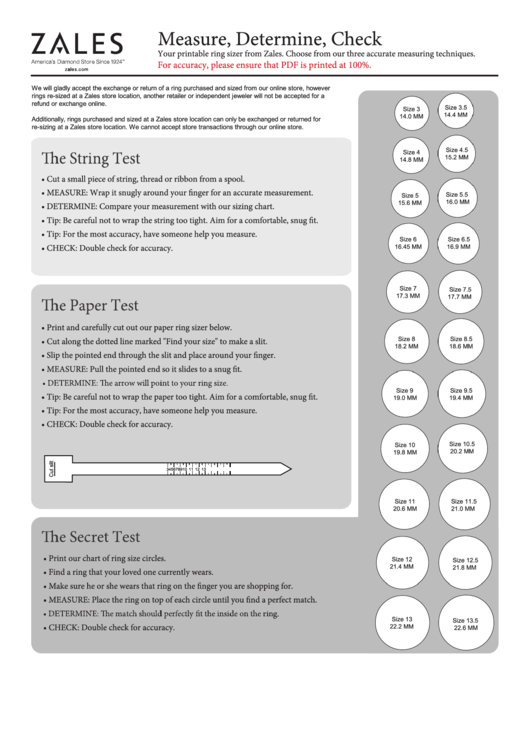 Zales Ring Size Chart Printable pdf