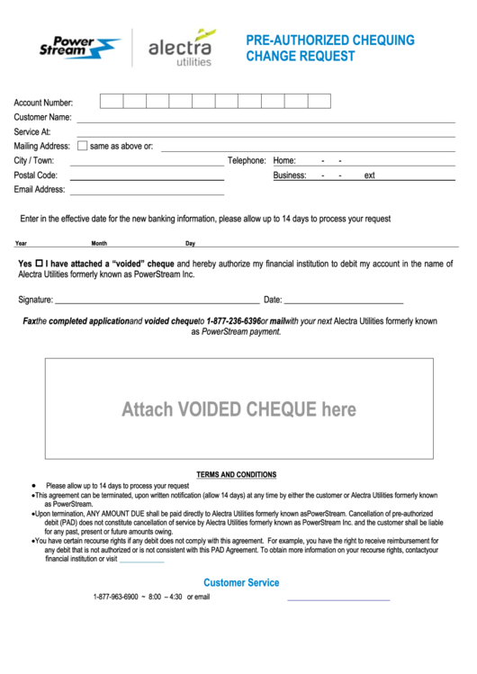 Pre-Authorized Chequing Change Form Printable pdf