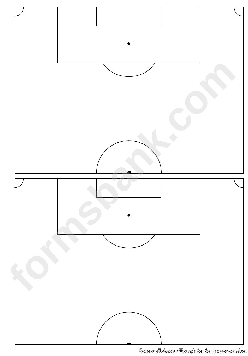 2x Horizontally Soccer Half-Pitches Field Template