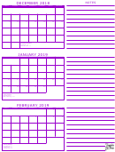 December 2018 - February 2019 Calendar Template