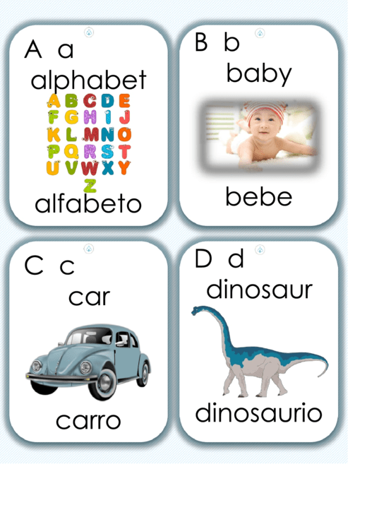 Alphabet Card Template - English And Spanish Printable pdf
