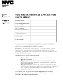 Tow Truck Renewal Application Supplement - Nyc Department Of Consumer Affairs