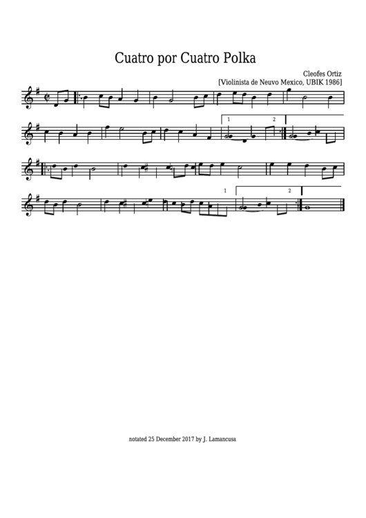 Cleofes Ortiz - Cuatro Por Cuatro Polka - Sheet Music Printable pdf