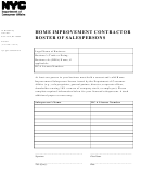 Home Improvement Contractor Roster Of Salespersons - Nyc Department Of Consumer Affairs