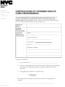 Certification Of Licensed Health Care Professional - Nyc Department Of Consumer Affairs