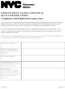 Fillable Employment Agency Renewal Self-Certification - Nyc Department Of Consumer Affairs Printable pdf