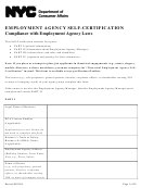 Fillable Employment Agency Self-Certification - Nyc Department Of Consumer Affairs Printable pdf