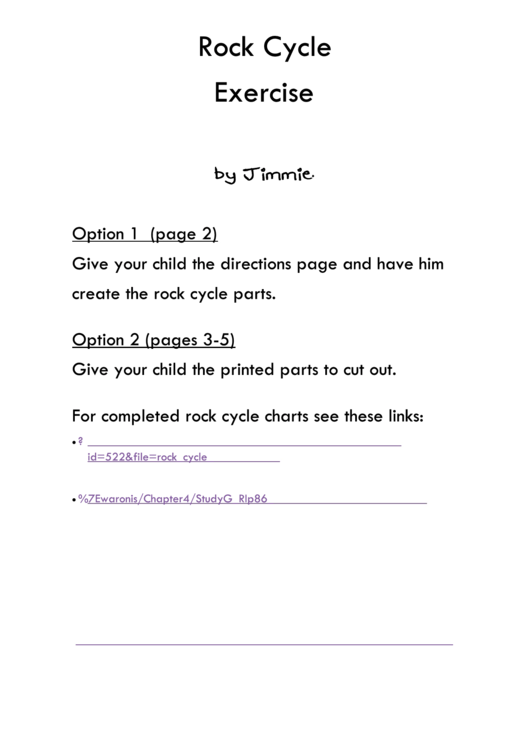 Rock Cycle Exercise Activity Sheet Printable pdf